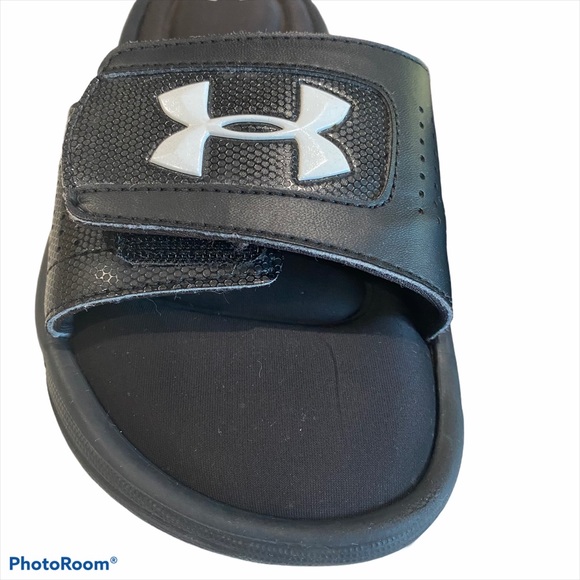 Under Armour memory foam kids slides Black slip on - Picture 6 of 8